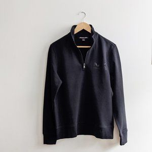 Michael Kors 1/4 Zip Black Fleece Sweatshirt Med